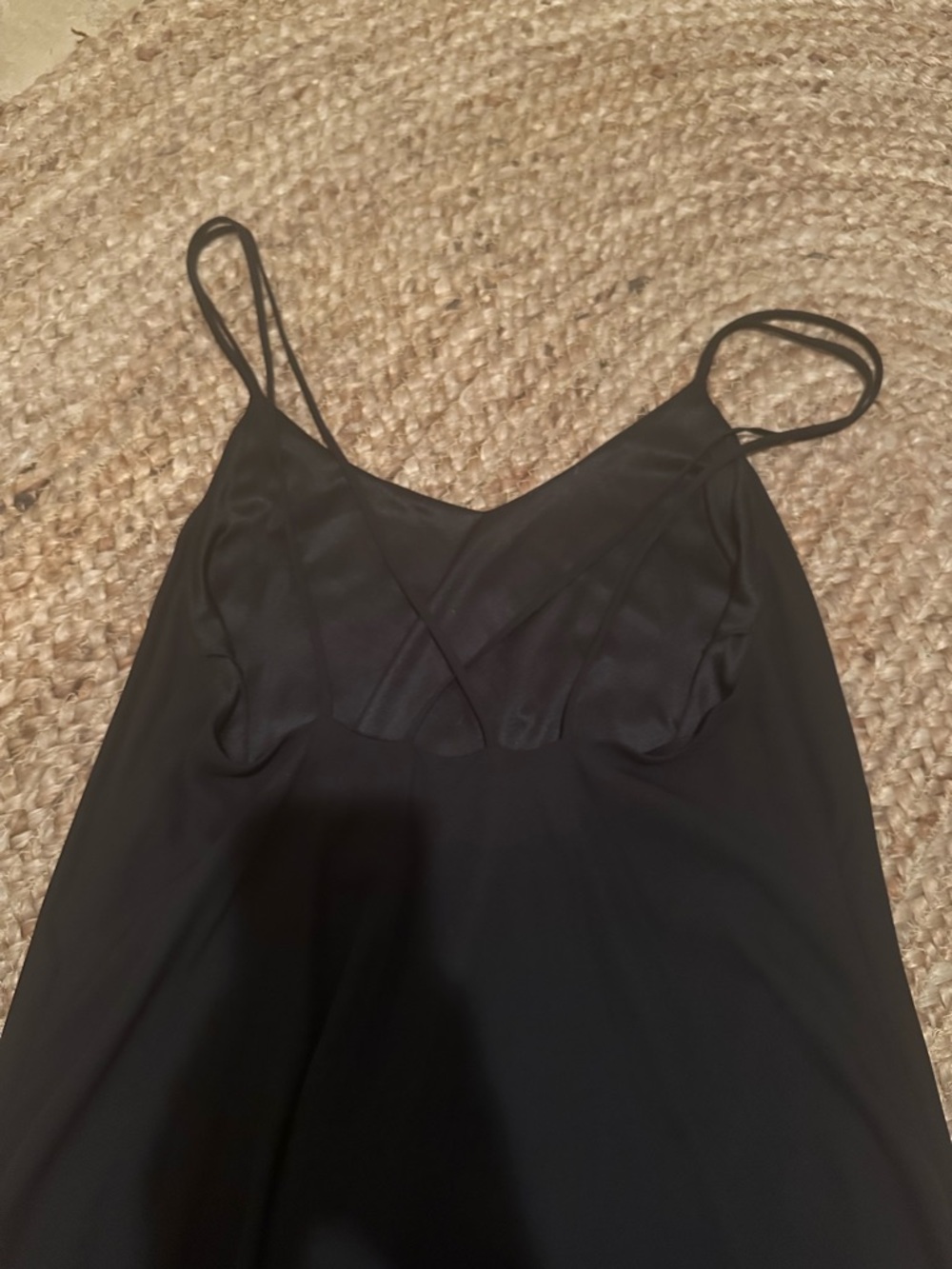 BLACK MINI SLIP DRESS - Picture 2 of 3